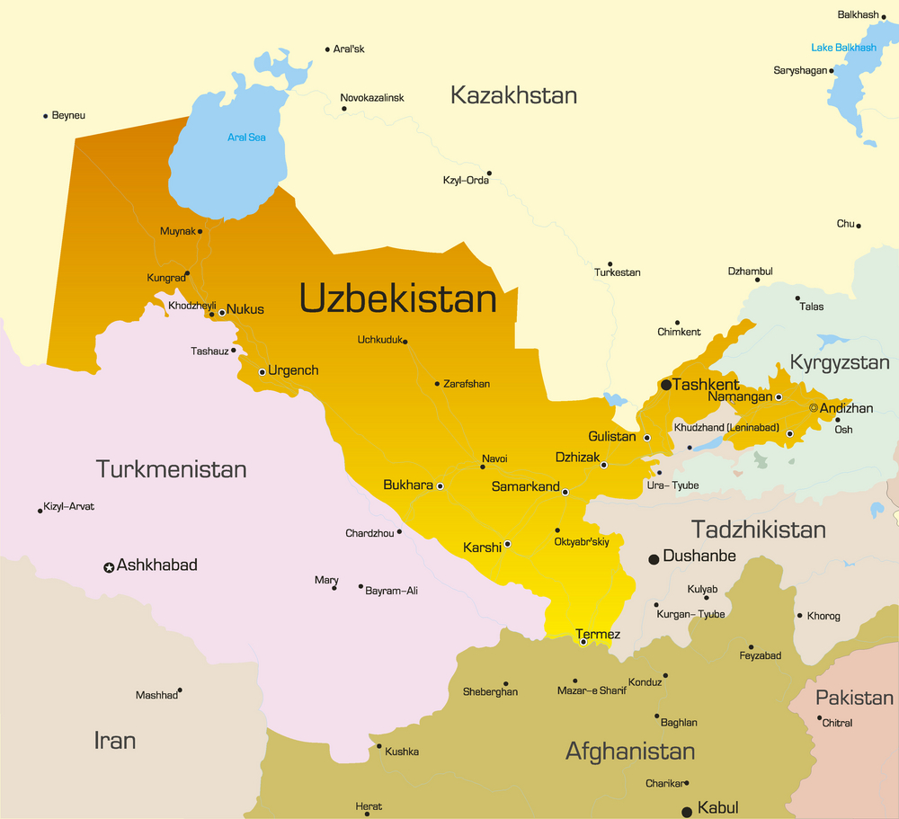 bigstock-Vector-color-map-of-Uzbekistan-27189443